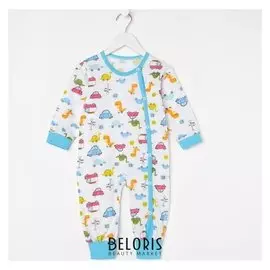 Комбинезон детский, цвет белый/синий/красный, рост 74-80 см