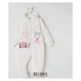 Комбинезон детский, цвет белый/зайка, рост 80 см