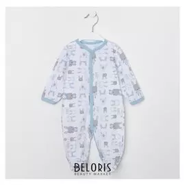 Комбинезон детский, цвет белый/зайки, рост 68 см (44)