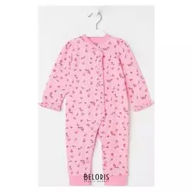 Комбинезон детский, цвет розовый/цветы, рост 74 см