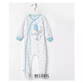 Комбинезон детский «Нежный зайка», цвет белый/голубой, рост 74 см
