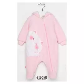 Комбинезон для девочки, цвет розовый/котик, рост 56 см