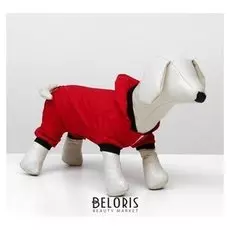 Комбинезон для собак, размер S (ДС 20-22 см, ОШ 26 см, ОГ 30-34 см), красный,