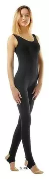 Комбинезон гимнастический на лямках, цвет чёрный, лосины с вырезом, размер 38