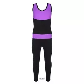 Комбинезон гимнастический со вставками (Gd2002), цвет чёрный-фиолет, размер 36