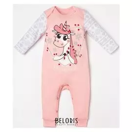 Комбинезон крошка Я "Единорог", рост 62-68 см, розовый
