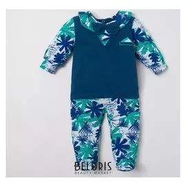 Комбинезон крошка Я "Костюм", синий/белый/зелёный, р.22, рост 62-68 см