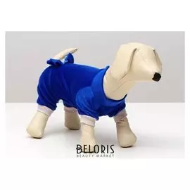 Комбинезон велюр, размер S (ДС 20-22 см, ОШ 26см, ОГ 30-34 см) МИКС ЦВЕТОВ