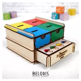 Комодик плоский Фрукты, овощи, ягоды 4 плашки, 48 фигурок