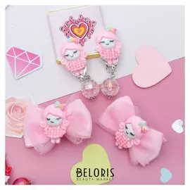 Комплект детский 3 предмета: 2 заколки, клипсы, девочки