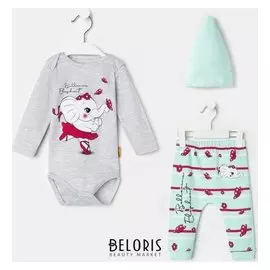 Комплект детский, цвет серый/мята, рост 56-62 см