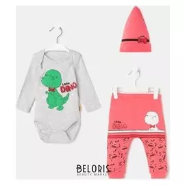 Комплект детский, цвет серый/розовый, рост 62-68 см