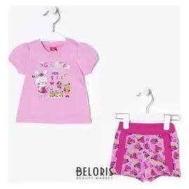 Комплект детский (Футболка, шорты), рост 62 см, цвет розовый