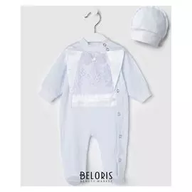 Комплект детский (Комбинезон, шапочка), цвет белый, рост 56 см