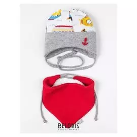 Комплект детский (Шапка,снуд), цвет красный, размер 38-41 см (3-6 мес.)