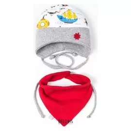 Комплект детский (Шапка,снуд), цвет красный, размер 47-50 см (1,5-3 года)