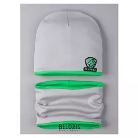 Комплект детский (Шапка,снуд), цвет серый, размер 44-47 см (9-18 мес.)