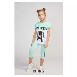 Комплект для девочки, цвет мятный/белый, рост 104 см (56)