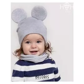 Комплект для девочки (Шапка, снуд), цвет серый меланж, размер 46-50