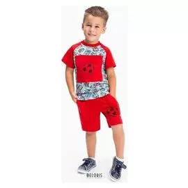 Комплект для мальчика, цвет красный/футбол, рост 110 см