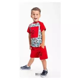 Комплект для мальчика, цвет красный/футбол, рост 116 см