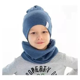 Комплект для мальчика (Шапка, снуд), цвет индиго/принт воздушный шар, размер 46-50