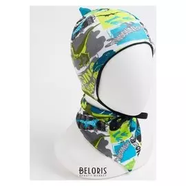 Комплект для мальчика (Шапка,снуд), цвет зеленый, размер 41-44 см (6-9 мес.)