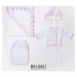 Комплект для новорожденного 5 предметов к-68_м, розовый, рост 56-62 см