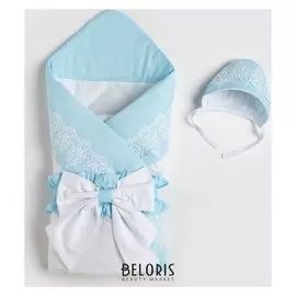 Комплект для новорожденного « кружевница» цвет голубой