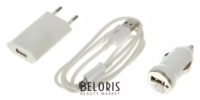 Комплект для зарядки 3 в 1 Luazon, модель Uc-09, АЗУ 1 A, Micro Usb, 1 A, 1 м, СЗУ 1A, белый