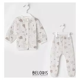 Комплект (Кофточка, ползунки), цвет экрю/слоники, рост 68 см