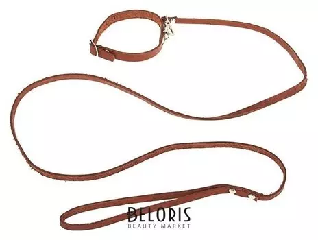 Комплект кожаный ошейник 33 х 1,2 см и поводок 135 х 0,8 см микс цветов