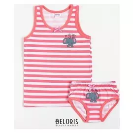 Комплект (Майка, трусы) для девочки, цвет коралловый, рост 104 см