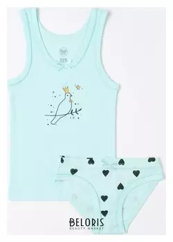 Комплект (Майка, трусы) для девочки, цвет мятный, рост 134 см