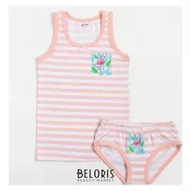 Комплект (Майка, трусы) для девочки, цвет персик, рост 134 см