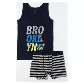 Комплект (Майка, трусы) для мальчика, цвет чёрный, рост 98-104 см (1-2)