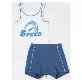 Комплект (Майка, трусы) для мальчика, цвет индиго/белый, рост 110 см