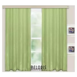 Комплект портьер для кухни тергалет 135х180 см 2шт, зеленый, п/э 100%