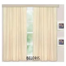 Комплект портьер для кухни тергалет молочный, 135х180 см 2шт, 100% п/э