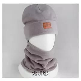 Комплект (Шапка, снуд) детский, цвет серый, размер 54-56