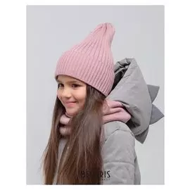 Комплект (Шапка,снуд) для девочки, цвет пудра, размер 48-52