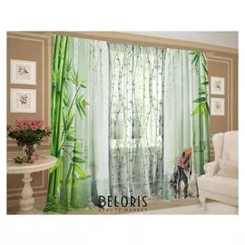 Комплект штор бамбуковые заросли шторы (147х267-2 шт), тюль (147х267-2шт), габардин, пэ 100%