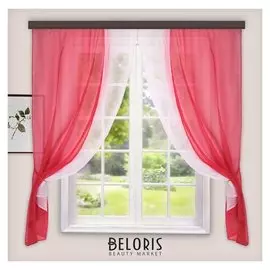 Комплект штор для кухни «Лидия», 250х160 см, цвет красный
