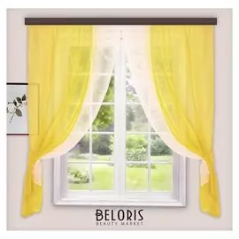Комплект штор для кухни лидия 250х160 см, золото, пэ 100%