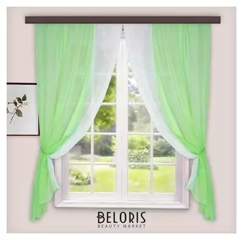 Комплект штор для кухни лидия 250х160 см, цв. зеленый, пэ 100%