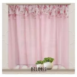 Комплект штор для кухни нежность 285х160 см, тем.розовый, пэ 100%