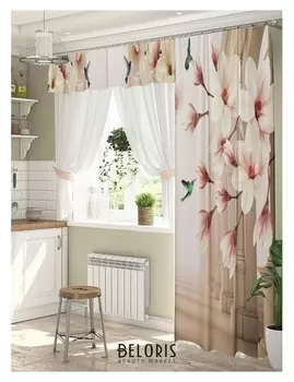 Комплект штор для окон с балконной дверью «Мечтатели» штора (147х267 см) тюль (294х160 см) ламбрекен (290х40 см)