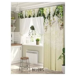 Комплект штор для окон с балконной дверью «Ажур» штора (147х267 см) тюль (294х160 см) ламбрекен (290х40 см)