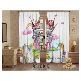 Комплект штор дружба единорогов 147х267 +/-3см 2 шт,габардин, п/э