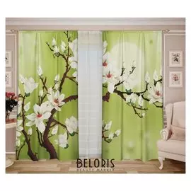 Комплект штор душевные шторы (147х267-2 шт), тюль (290 X 267 см), габардин, пэ 100%